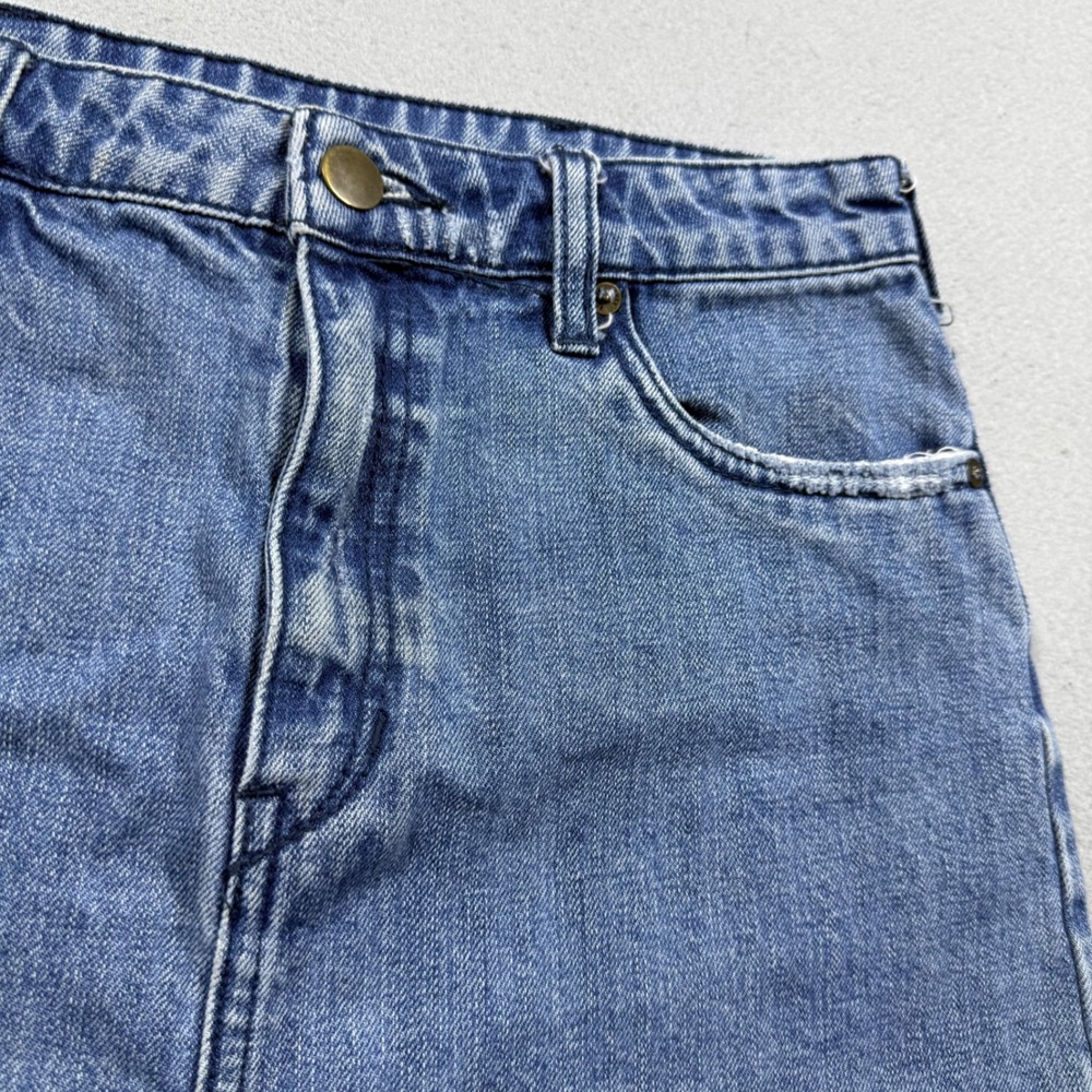 Free People Denim Mini Skirt Medium Wash Raw Hem Distressed Blue Cotton 4